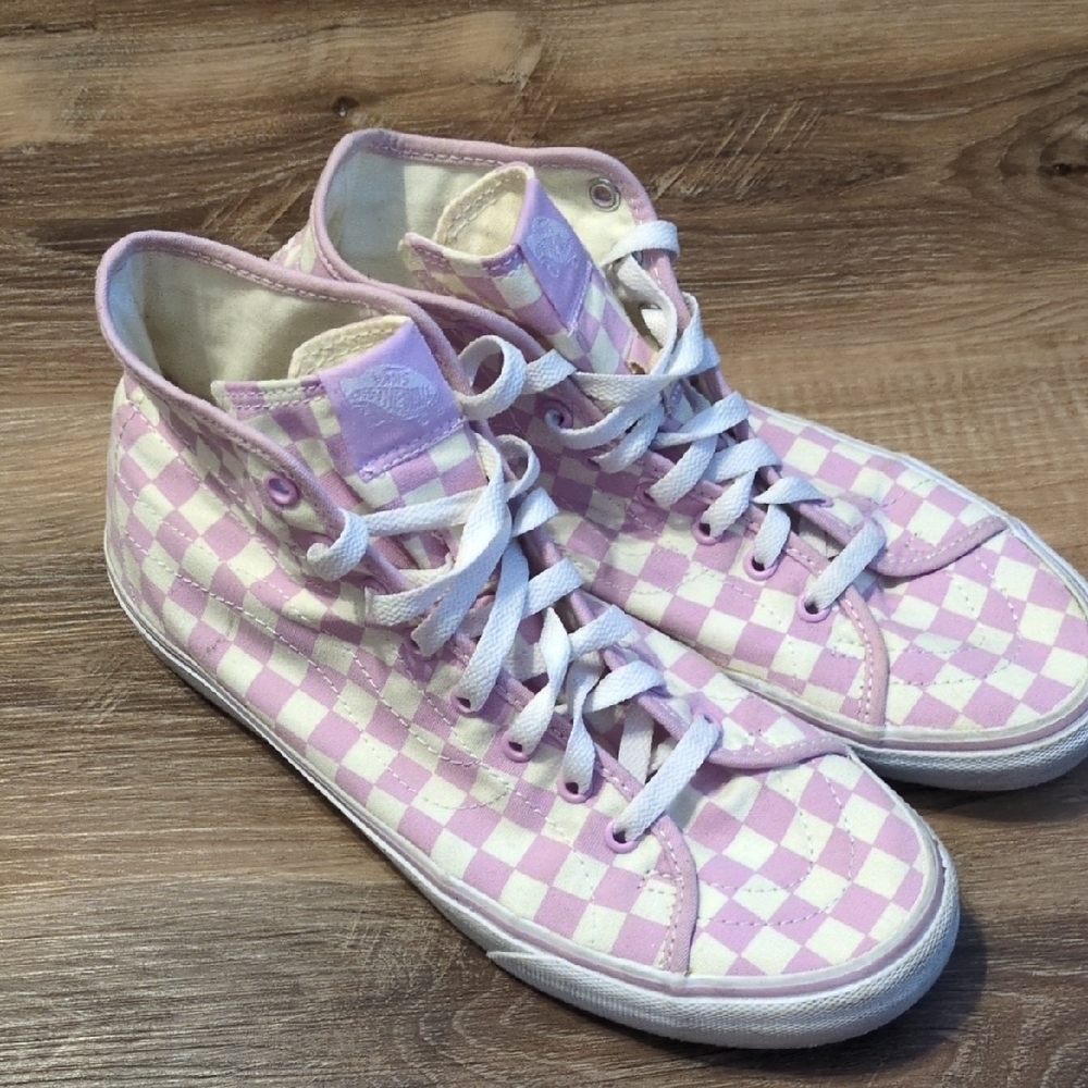Vans Lavender and White Checkered Sneakers - Picture 2 of 5